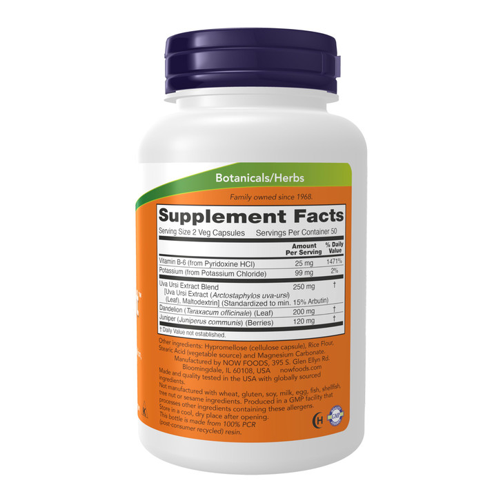NOW Foods Supplements, Water Out With Standardized Uva Ursi, Dandelion, Potassium and Vitamin B-6, 100 Veg Capsules