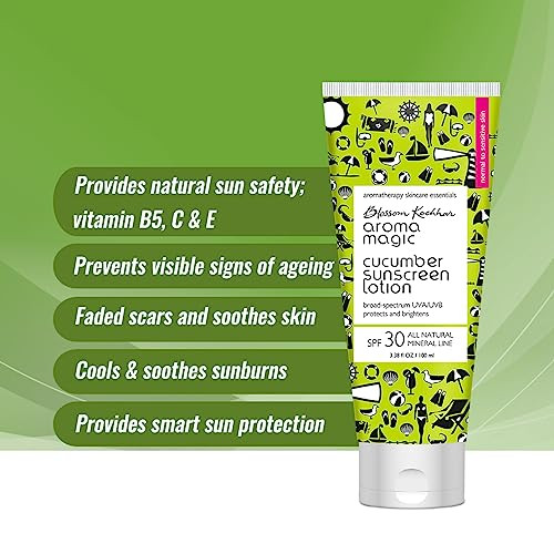 Aroma Magic Cucumber Sunscreen Lotion With Spf 30 Non Nano Zinc Oxide Mineral Sunblock Broad Spectrum Uva Uvb Sun Protection Soothes And