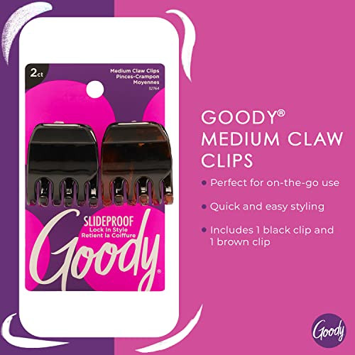 Goody Classics Medium Claw Clips Black And Brown Colors Great For Easily Pulling Up Your Hair Pain Free Hair Accessories For Women Men Boys