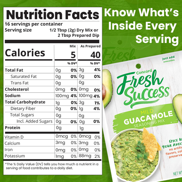 Concord Foods Mild Guacamole Seasoning Mix 1.1 Oz Packet Pack Of 4