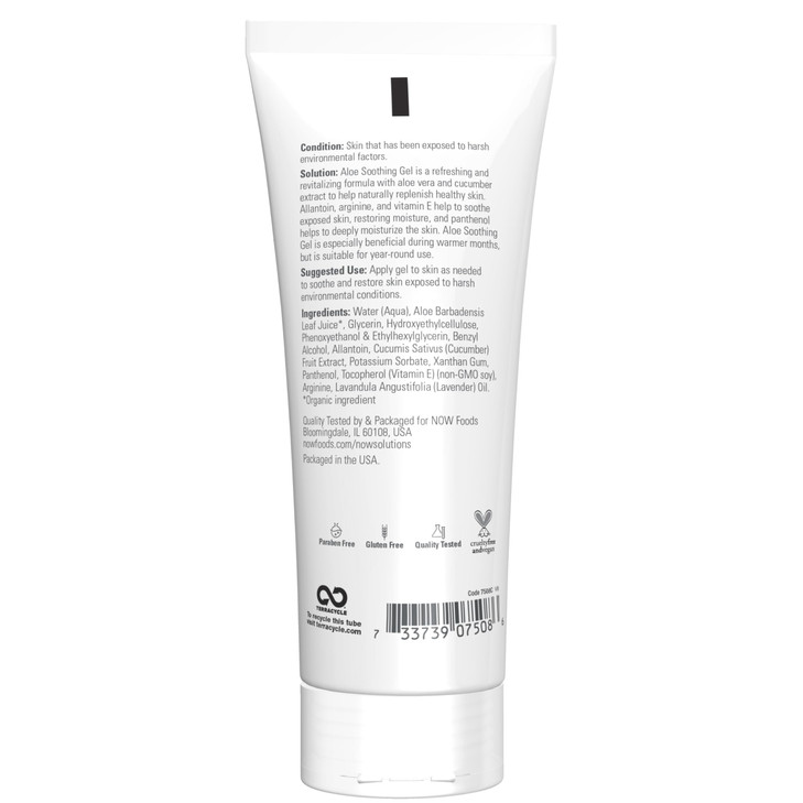 NOW Solutions, Aloe Soothing Gel, Soothing and Replenishing After Sun, Multi-Purpose Formula, 8-Ounce