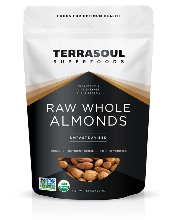 Terrasoul Superfoods Raw Unpasteurized Organic Almonds Sproutable 2 Lbs