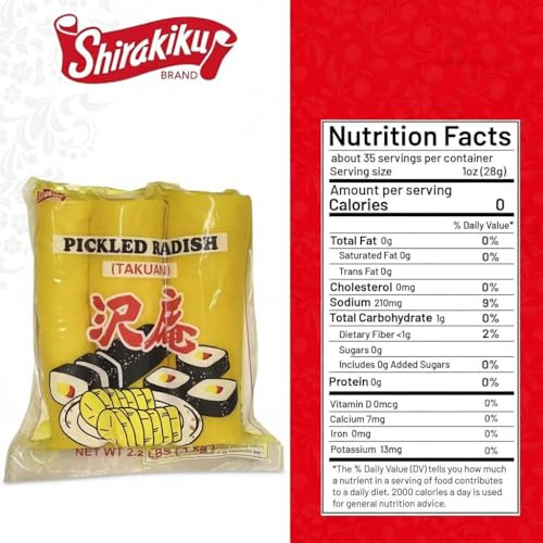 Shirakiku Pickled Radish Takuwan Japanese Pickle With Sulfites Ideal For Asian Sushi Bento Boxes Sandwiches And Salads 3 Piece Pack Of 1 2.2