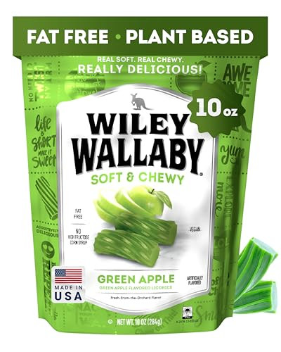 Wiley Wallaby Green Apple Licorice Candy Australian Style 10Oz 1Pk