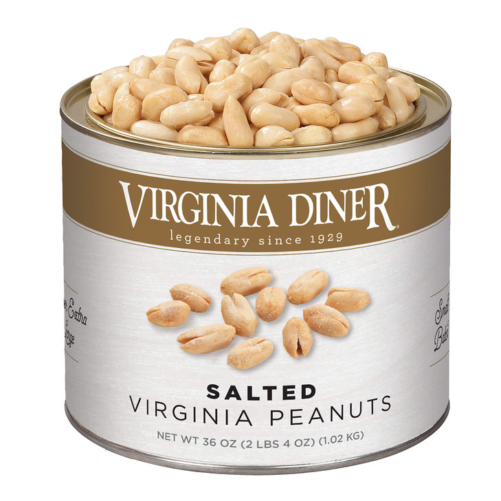 Virginia Diner Natural Xl Blister Roasted Virginia Peanuts Heart Healthy All Natural 36 Ounce Tin 2.25 Pound Salted