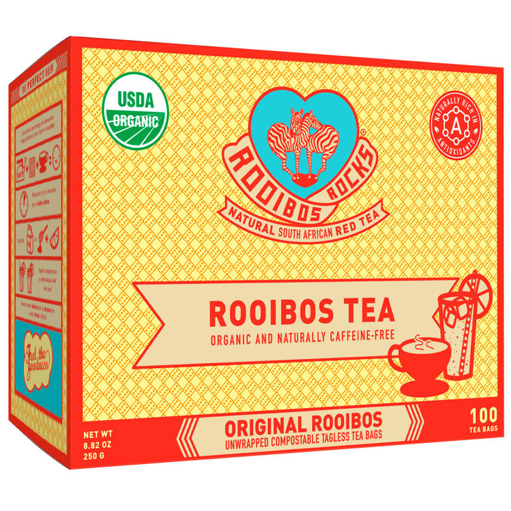 Rooibos Rocks Organic Rooibos Tea Bags Caffeine Free 100 Ct