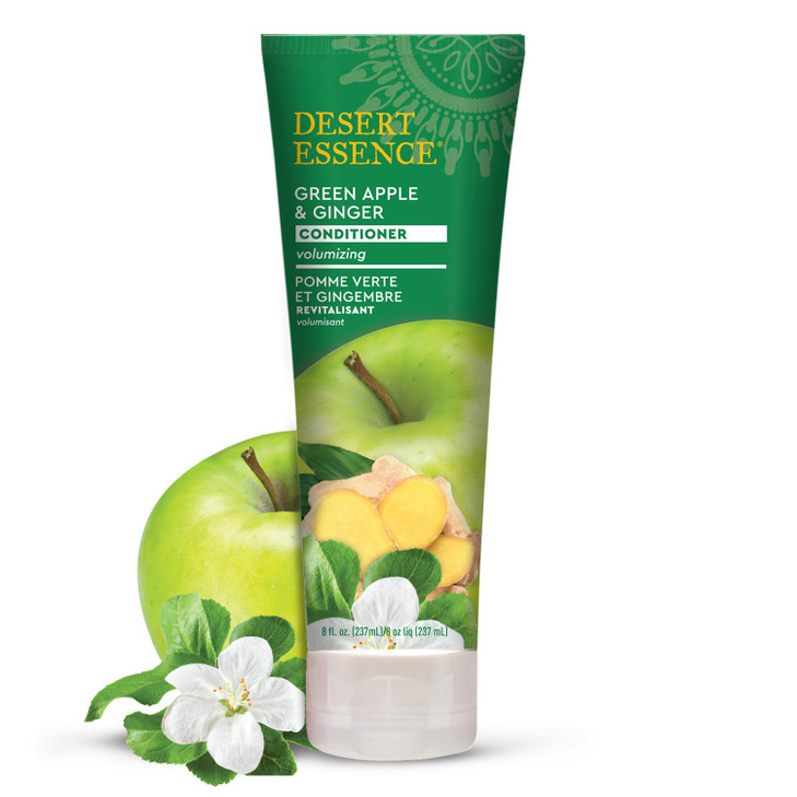 Desert Essence Green Apple and Ginger Conditioner - 8 fl oz - Volume for Fine Hair - Moisturizing, Thickening, Volumizing - w/Organic Extracts and Oi