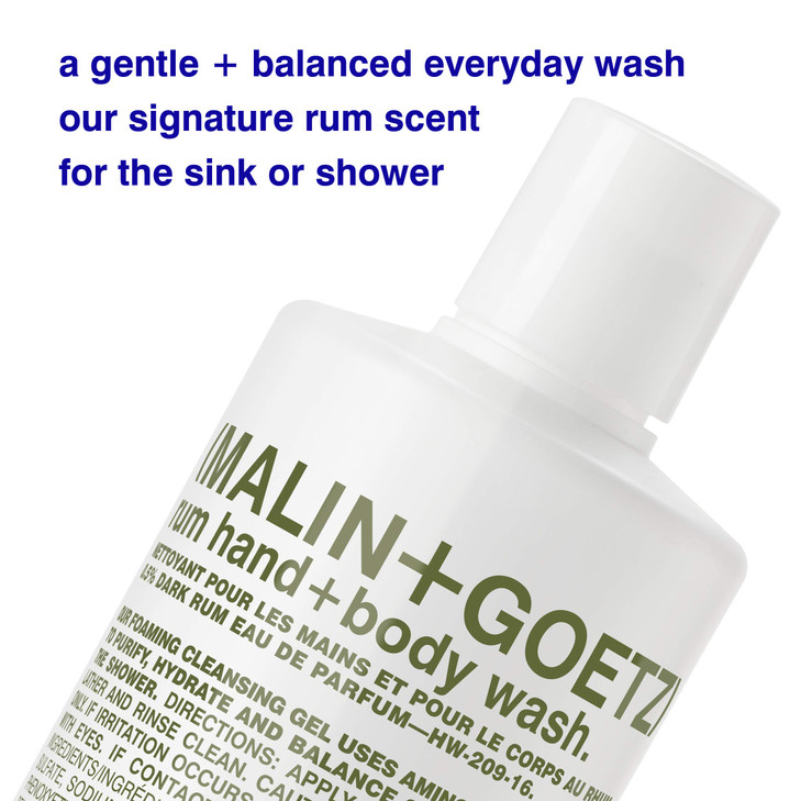 Malin Plus Goetz Rum Hand Plus Body Wash Foaming Gel Cleanser 16 Fl Oz