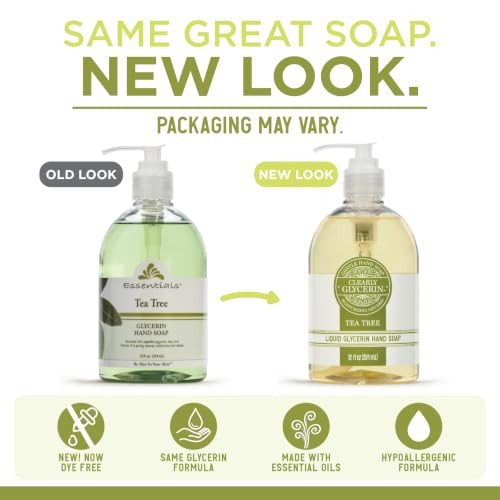 Essentials Glycerin Liquid Hand Soap Tea Tree 3 Fluid Ounce Pack Of 3