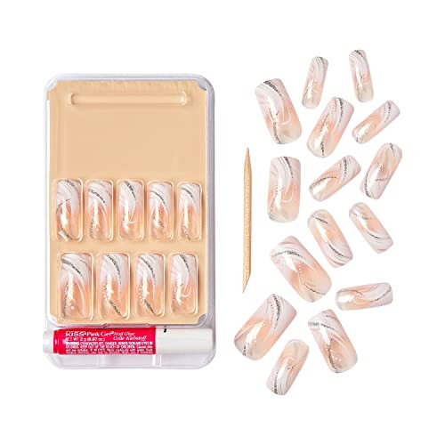 Goldfinger Full Cover White French Design Press On Nails Ready To Wear Gel Manicure Long Nails Salon Result Long Lasting Durable Mini Glue