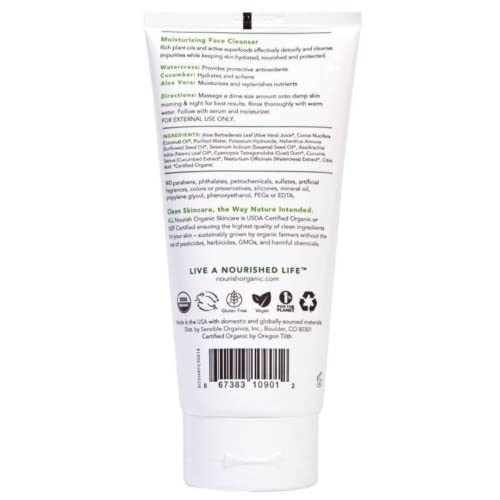 Nourish Organic Face Cleanser Watercress Plus Cucumber 6 Oz