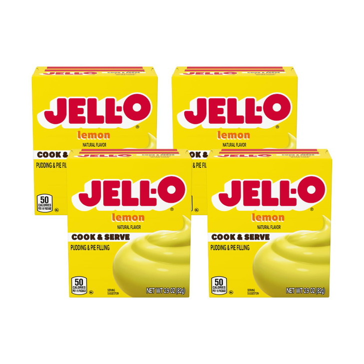 Jell O Cook And Serve Pudding And Pie Filling Mix Lemon Flavor Fat Free Stovetop Dessert For Baking Pies And Custards 2.9 Oz Pack Of 4