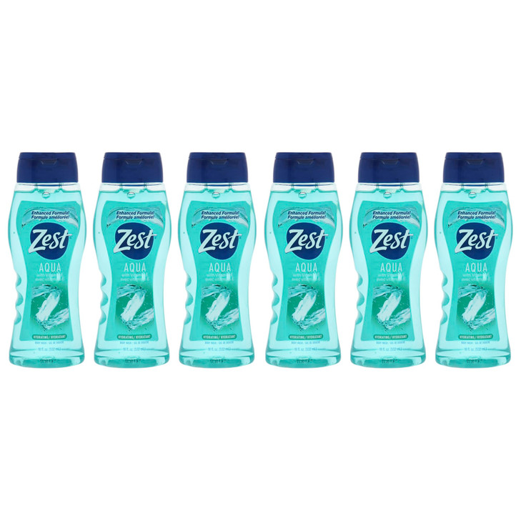 Zest Hydrating Body Wash Aqua Moisturizing Body Wash For Men And Women Bath Soap With Vitamin E Gentle Paraben Free Formula 6 Pc