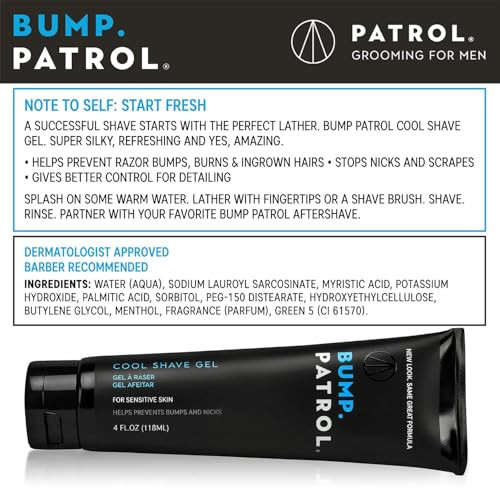 Bump Patrol Cool Shave Gel With Menthol Sensitive Formula 4 Oz 3 Pack