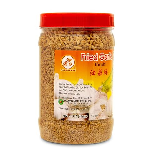 Flying Horse Crispy Fried Garlic 16 Oz 1 Lb Premium Golden Brown Crunchy Garlic All Natural No Preservatives Ready To Use Topping For Salads