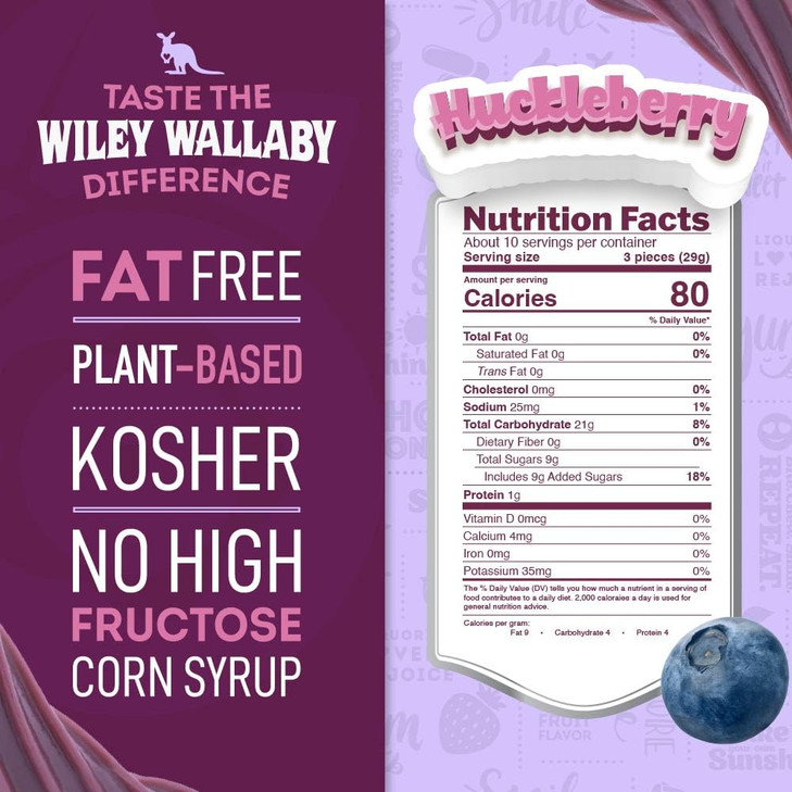 Wiley Wallaby Huckleberry Licorice Candy Soft And Chewy 10Oz 1Pk