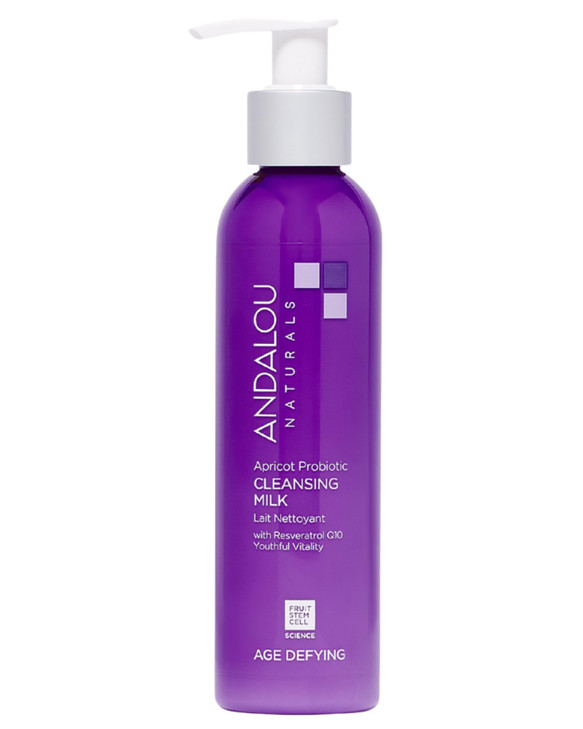 Andalou Naturals Age Defying Apricot Probiotic Cleansing Milk | Gentle Daily Hydrating Face Cleanser For Dry, Dehydrated Skin| With Fruit Stem Cell C
