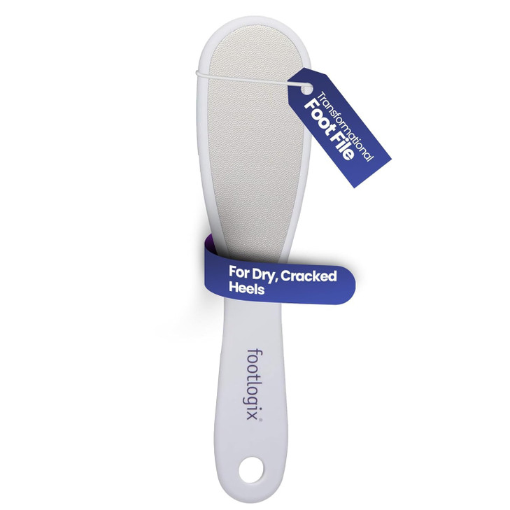 Footlogix Double Sided Stainless Steel Foot File With Rubberized Handle Coarse And Fine Grit Foot Exfoliator For Dry Rough Skin Professional