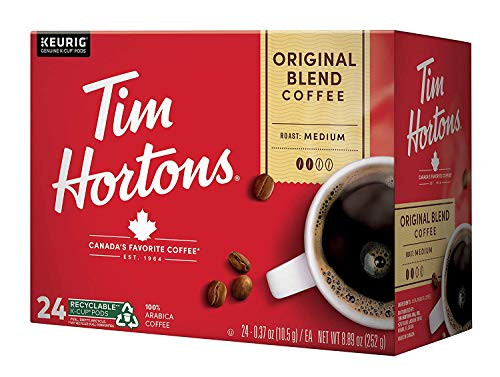 Tim Hortons Original Blend Medium Roast Coffee Single Serve K Cup Pods Compatible With Keurig Brewers 24 Count Pack Of 1 Packaging May Vary