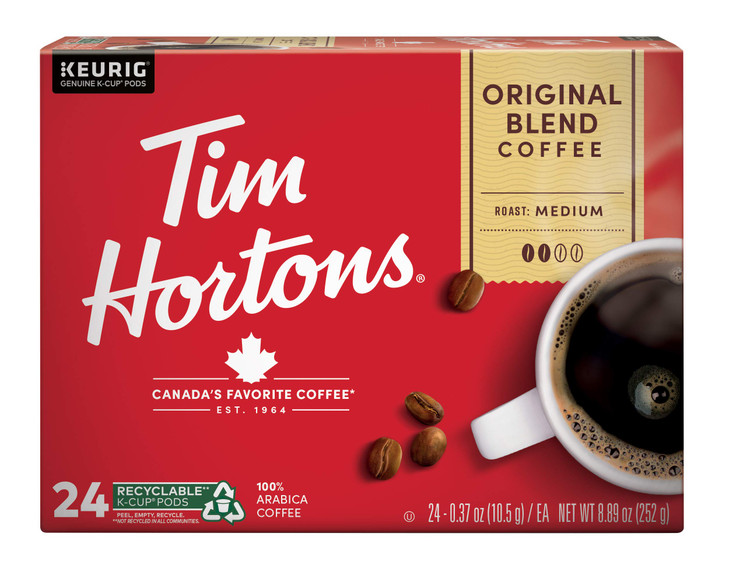 Tim Hortons Original Blend Medium Roast Coffee Single Serve K Cup Pods Compatible With Keurig Brewers 24 Count Pack Of 1 Packaging May Vary