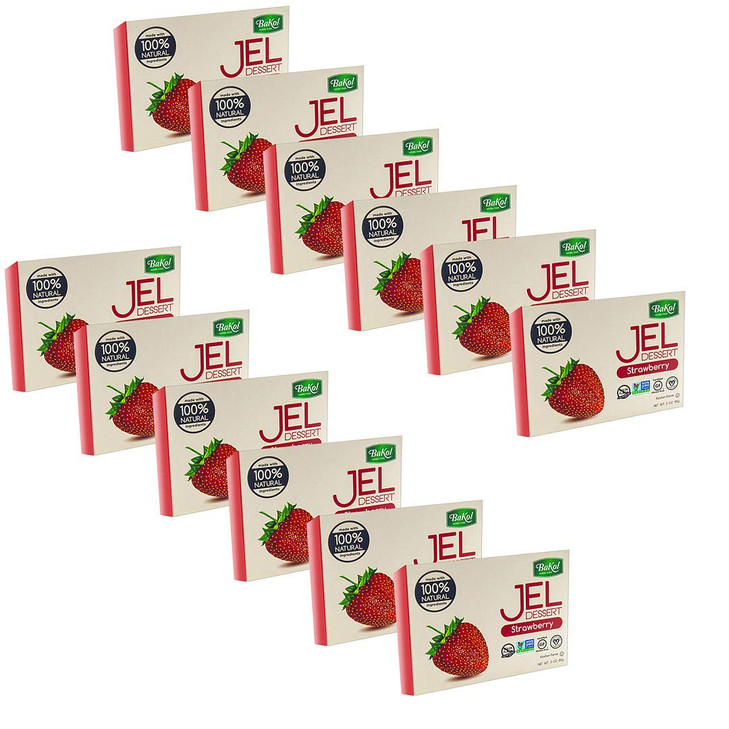 Bakol Jel Dessert All Natural Vegan Dessert Mix Kosher Halal No Artificial Sweeteners Flavors Or Colors Strawberry Flavor Pack Of 12