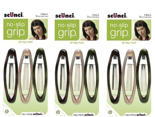 Scunci No Slip Grip Oval Unisex Snap Clips 8Cm 9 Count