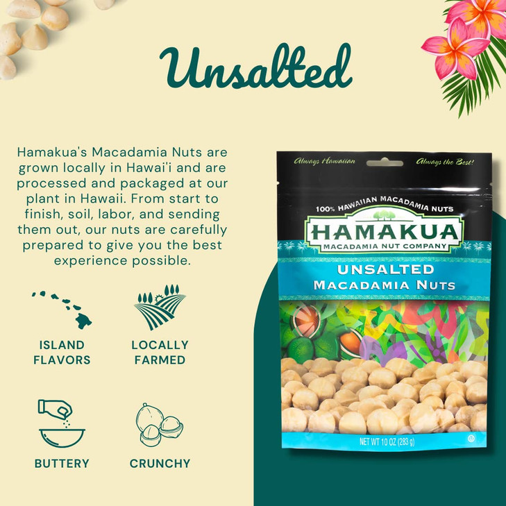 Hamakua Macadamia Nuts Unsalted Hawaiian Grown Dry Roasted Half And Whole Macadamias Without Salt Natural Eco Friendly Large Macadamia Nuts