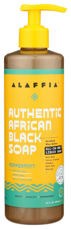 Alaffia Authentic African Black Soap All In One Body Wash Shampoo And Shaving Soap For All Skin And Hair Types Fair Trade No Parabens Non
