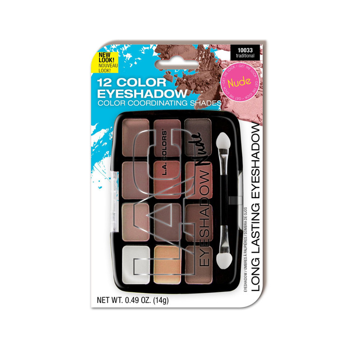 L.A. Colors 12 Color Eyeshadow Palette Carded Traditional C10033A