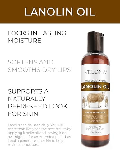 Velona Lanolin Oil 4 Fl Oz Cold Pressed Refined Usp Grade