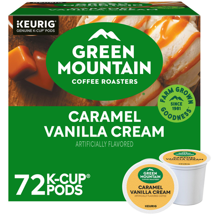 Green Mountain Caramel Vanilla Cream Coffee K Cup Pods 72 Count
