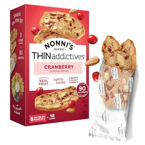 Nonni S Thinaddictives Cranberry Almond Thin Cookies 6 On The Go Packs