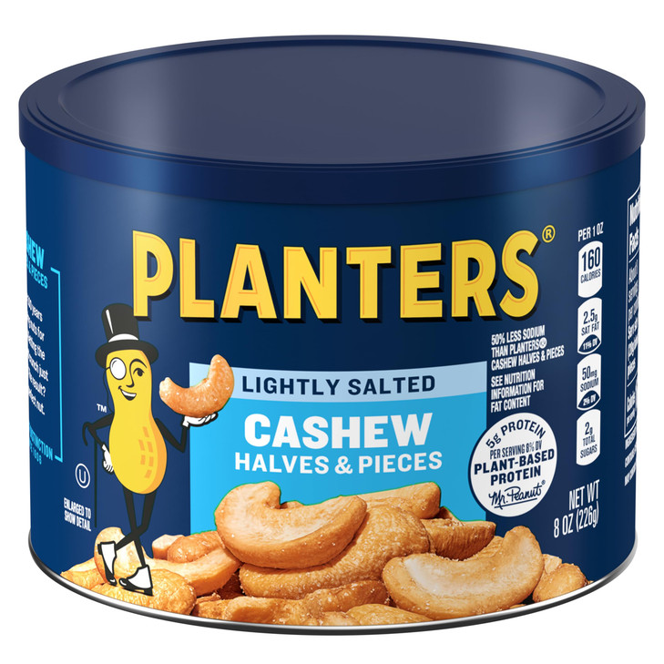 Planters Lightly Salted Halves Cashews Plant Based Protein 8 Oz 1 Ct