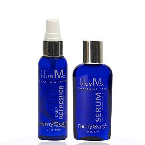 Remysoft Bluemax Daily Refresher And Protective Silicone Serum Set Safe For Hair Extensions Weaves And Wigs Salon Formula Leave In