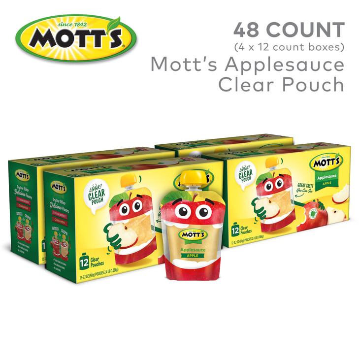 Mott S Applesauce 3.2 Oz Pouches 48 Count 4 Packs Of 12
