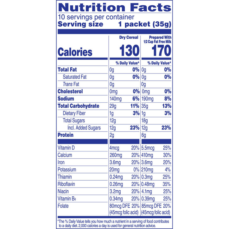 Cream Of Wheat Instant Hot Cereal Bananas And Cream 1.23 Ounce 10 Packets