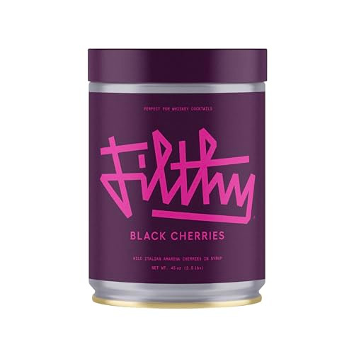 Filthy Amarena Black Cherries Premium Cocktail Garnish 45 Oz Tin 1 Pack