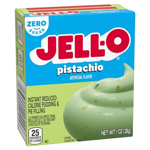 Jell O Zero Sugar Instant Pudding And Pie Filling Mix Pistachio Flavor Reduced Calorie Dessert For Baking Pies And No Bake Recipes 1 Oz Pack