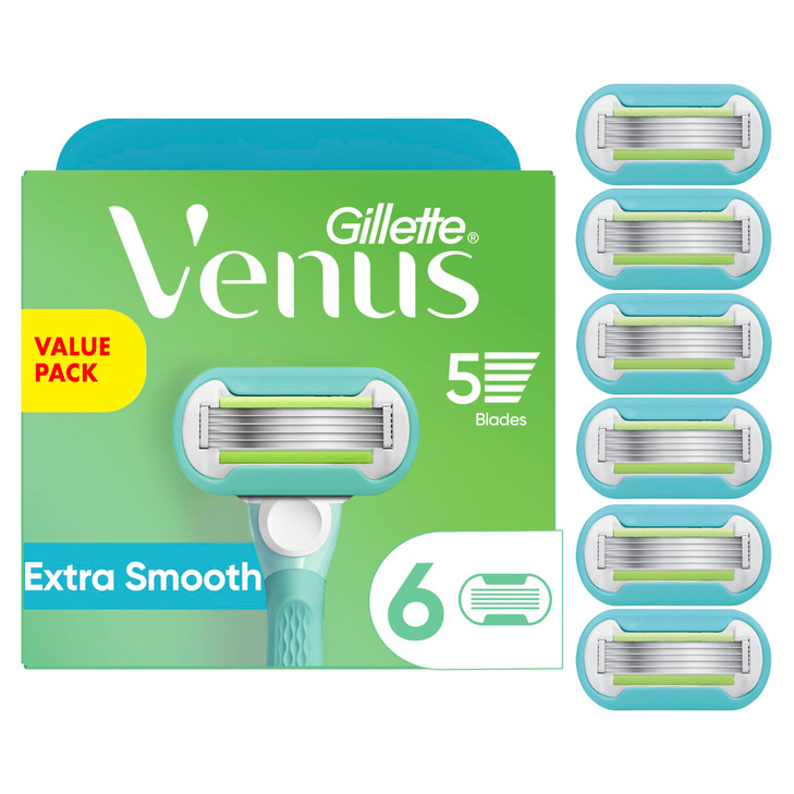 Gillette Venus Extra Smooth Womens Razor Blade Refills 6 Count Designed For A Close Smooth Shave