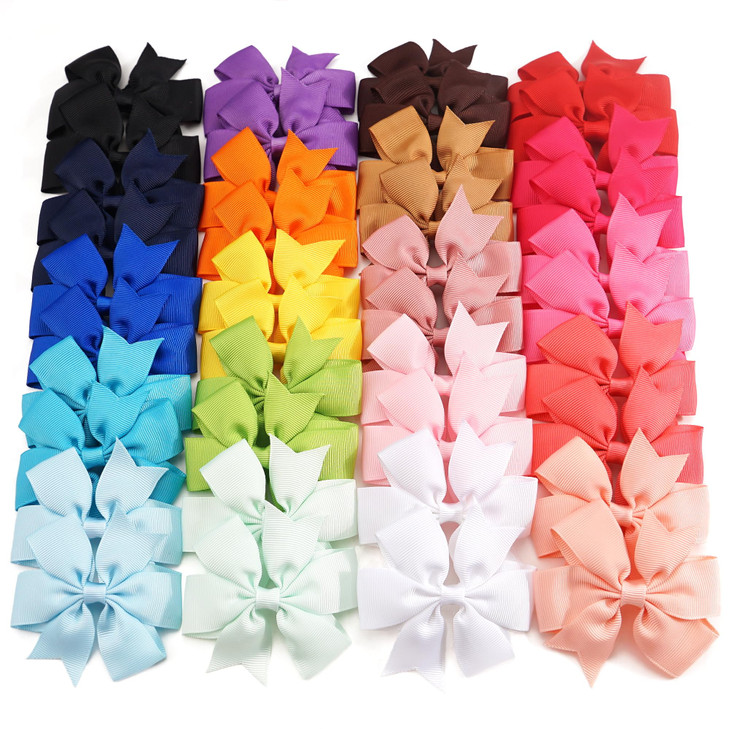 Céllot 40Pcs 3 Inch Boutique Grosgrain Ribbon Pinwheel Hair Bows Alligator Clips For Girls Toddlers Accessories Teens Gifts In Pairs