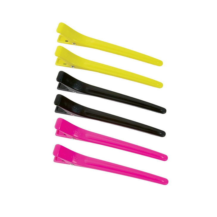 Colortrak Duckbill Clips 6 Count Pink Black Yellow