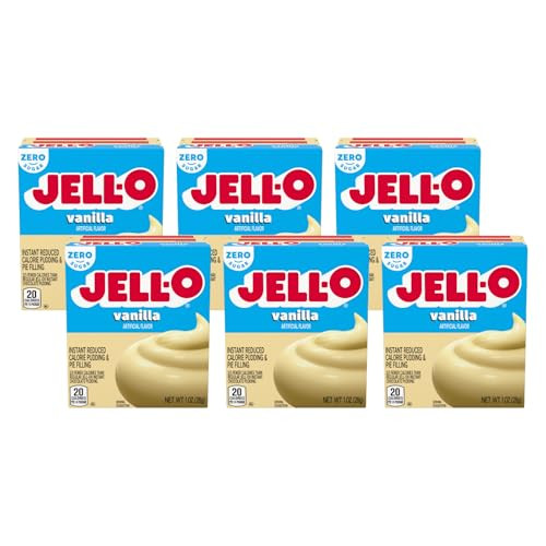 Jell O Instant Pudding And Pie Filling Mix Vanilla Flavored Creamy Dessert Mix For Baking Pies And No Bake Recipes 1 Oz Pack Of 6