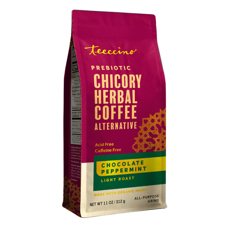 Teeccino Chocolate Peppermint Chicory Coffee Alternative 11 Ounce Ground Herbal Coffee That S Prebiotic Caffeine Free And Acid Free Light