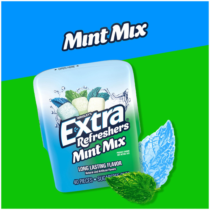 Extra Refreshers Mint Mix Gum 3.21 Ounce 40 Piece Bottle Pack Of 6