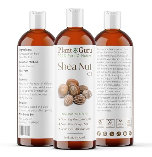 Plant Guru African Shea Nut Butter Oil 16 Fl. Oz. 100 Percent Pure Natural Skin Face Hair Growth And Moisturizer.