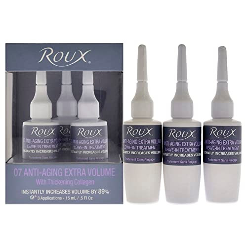 Roux Collagen Leave in Treatment, Anti Aging Ampolletas 07 Anti-Aging Extra Volume Formula, 3 Count, .5 Fl Oz Each
