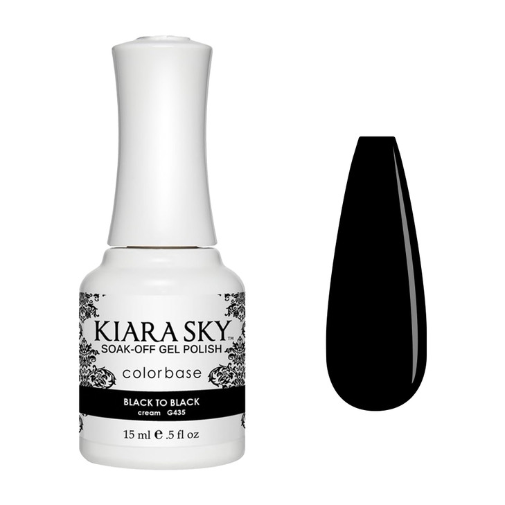 KIARA SKY Soak Off Gel Nail Polish 0.5 fl oz, BLACK TO BLACK (G435)