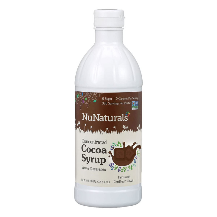 Nunaturals Stevia Syrup Sweetener Chocolate Sugar Free 16 Oz