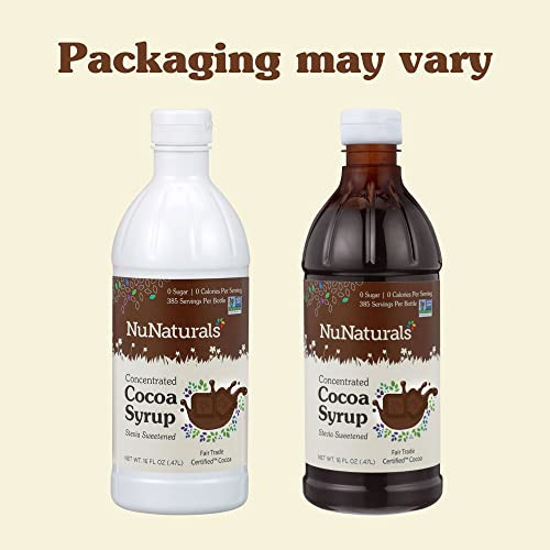 Nunaturals Stevia Syrup Sweetener Chocolate Sugar Free 16 Oz
