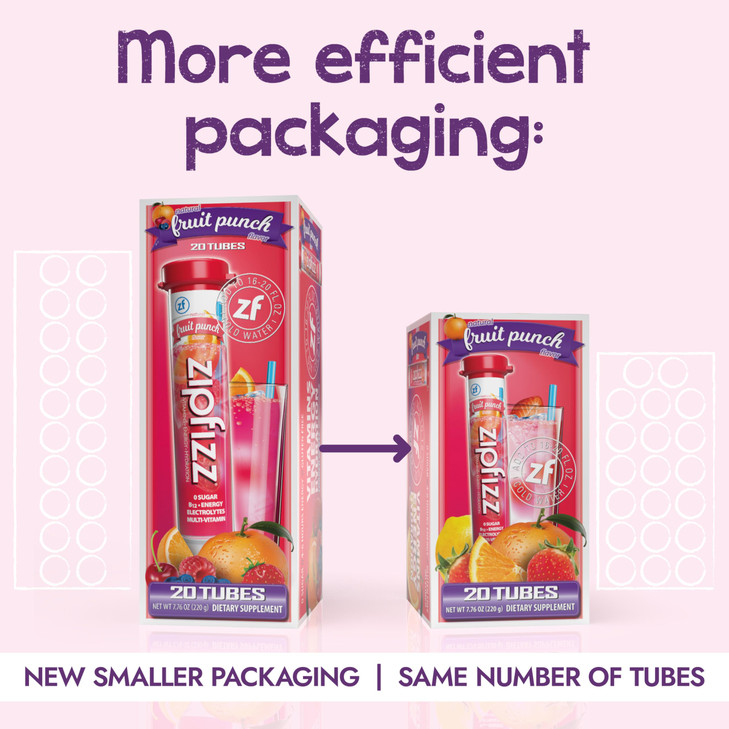 Zipfizz Energy Drink Powder 20 Pack Electrolyte Mix With B12 Fruit Punch